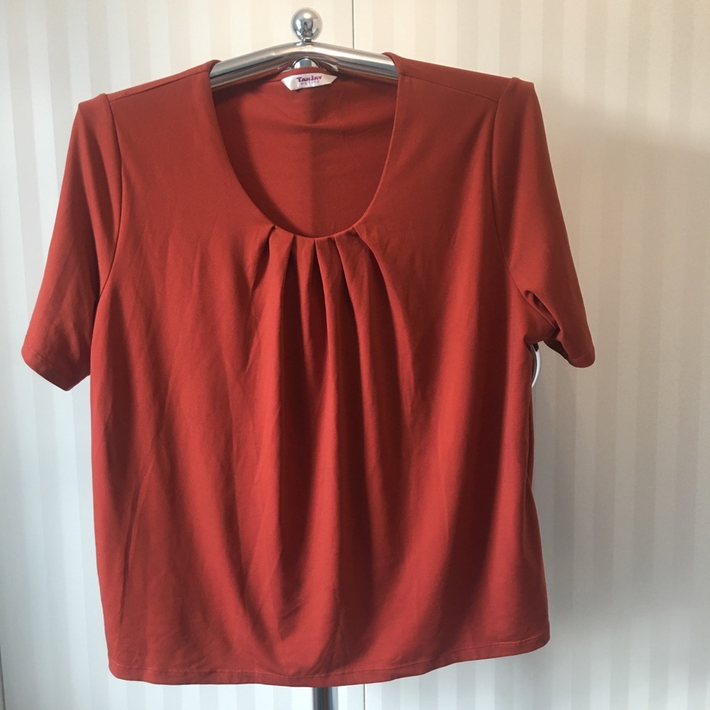 TanJay burnt orange short sleeve blouse Size M